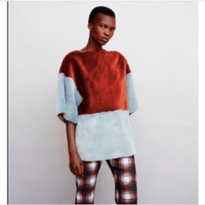 Clover Canyon Sweater Soft Faux Fur Color Block